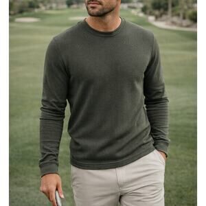 Travis Mathew Mens Small Cloud Waffle Crew Green Golf Performance Sweatshirt NWT